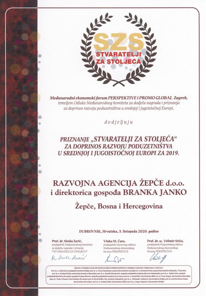 RAZ-712x1024 RAŽ dobitnik međunarodne nagrade za doprinos razvoju poduzetništva